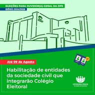 Habilitação de entidades para compor colégio eleitoral do cargo de ouvidor(a)-geral termina sexta-feira (9)